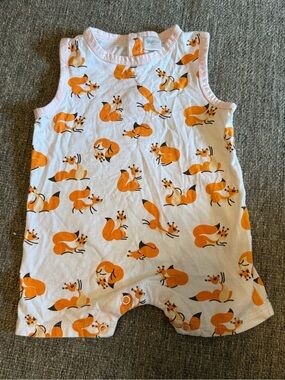 Peppy Mini Squirrel Fox Print Sleeveless Romper 3M